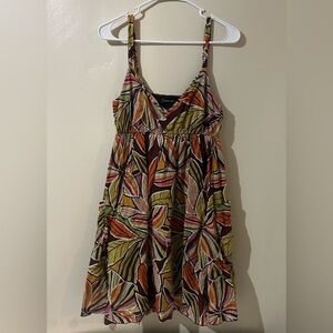 Womens Dress 6 Tropical Hawaiian Jungle Floral Challis Smoked Skater Midi W/Pkts